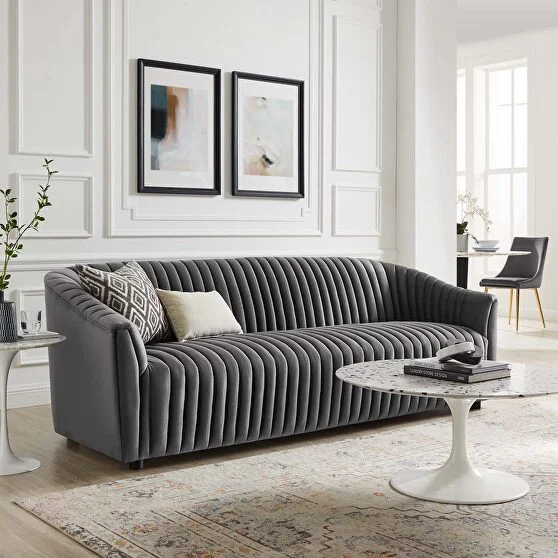 Fabrixa fabric upholstered on a modern sofa